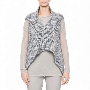 Sarah Pacini ‘Chine Cardigan’ Textured Knit Wool Blend Vest One Size